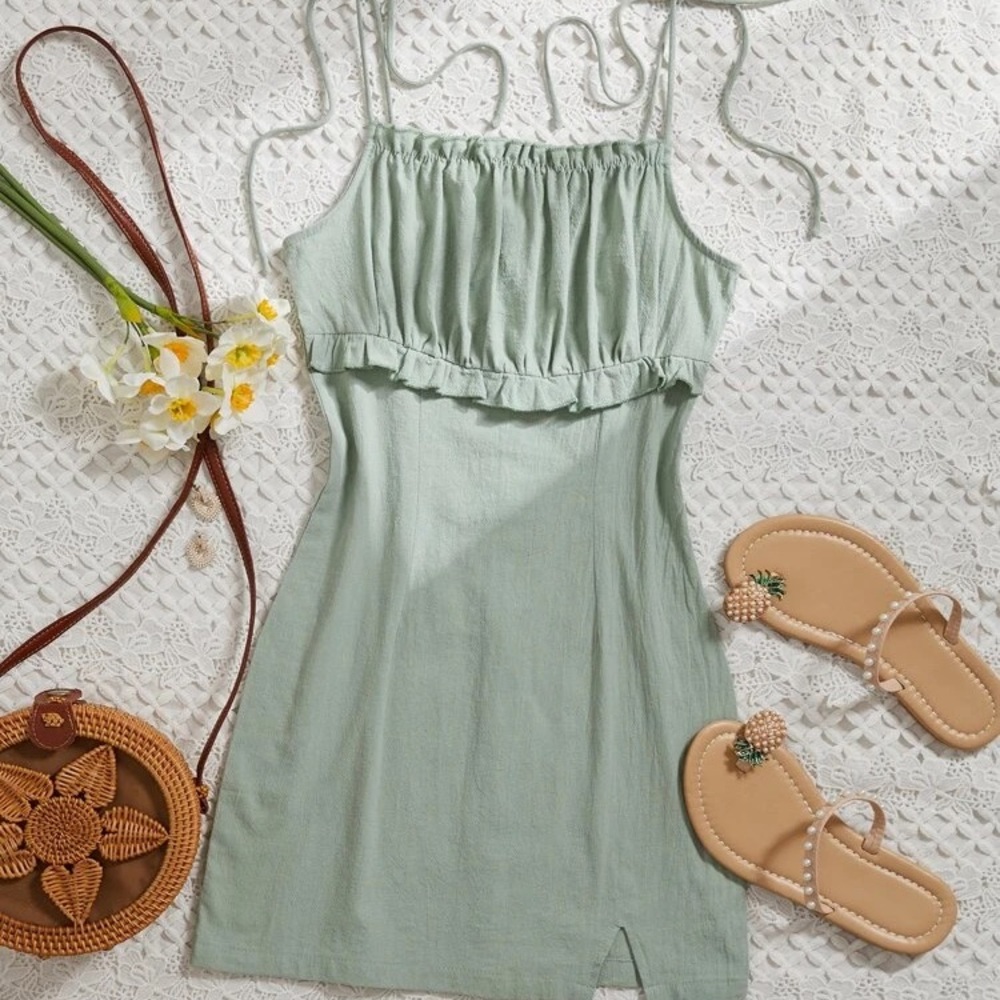Solid Ruched Bust Cami Dress